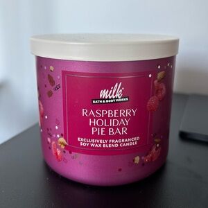 Bath & Body Works Milk Bar Raspberry Holiday Pie Bar Candle Large 3-Wick